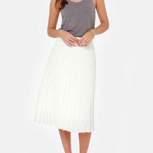 Mady White High Waist Accordion Pleated Midi Skirt